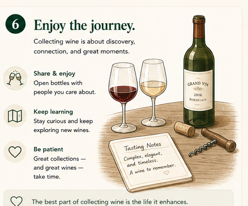 An aged Bordeaux being shared at a table with two glasses and tasting notes